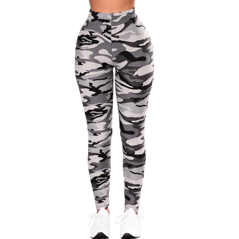 Damen Camouflage Fitness-Leggings im hochtaillierten Schnitt Drune