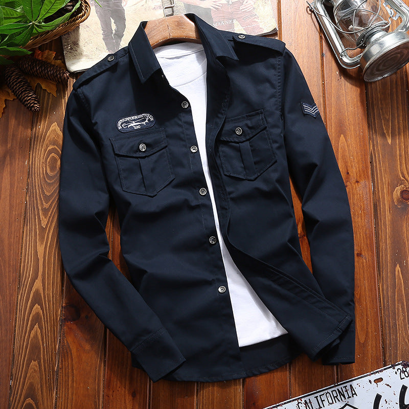 Herren Utility-Hemdjacke mit Brusttaschen und Schulterklappen Drune