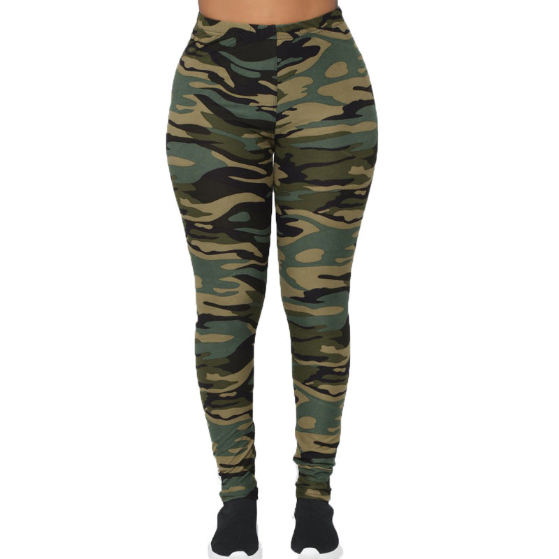 Damen Camouflage Fitness-Leggings im hochtaillierten Schnitt Drune
