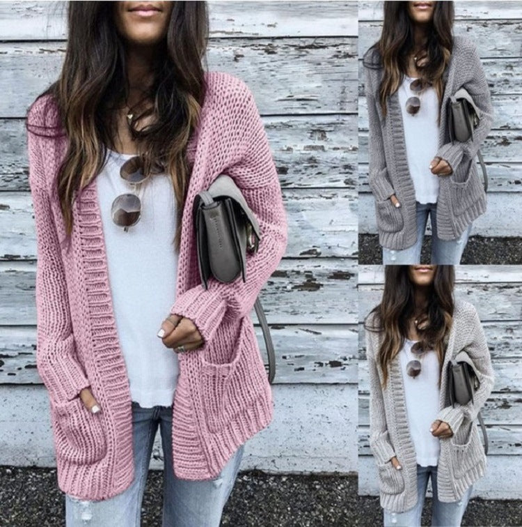 Damen Grobstrickjacke mit praktischen Taschen und lockerer Passform Drune