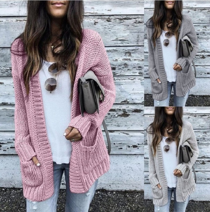 Damen Grobstrickjacke mit praktischen Taschen und lockerer Passform Drune