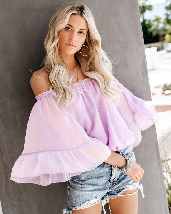 Damen Bluse mit weitem Ärmel und off-shoulder Design Drune