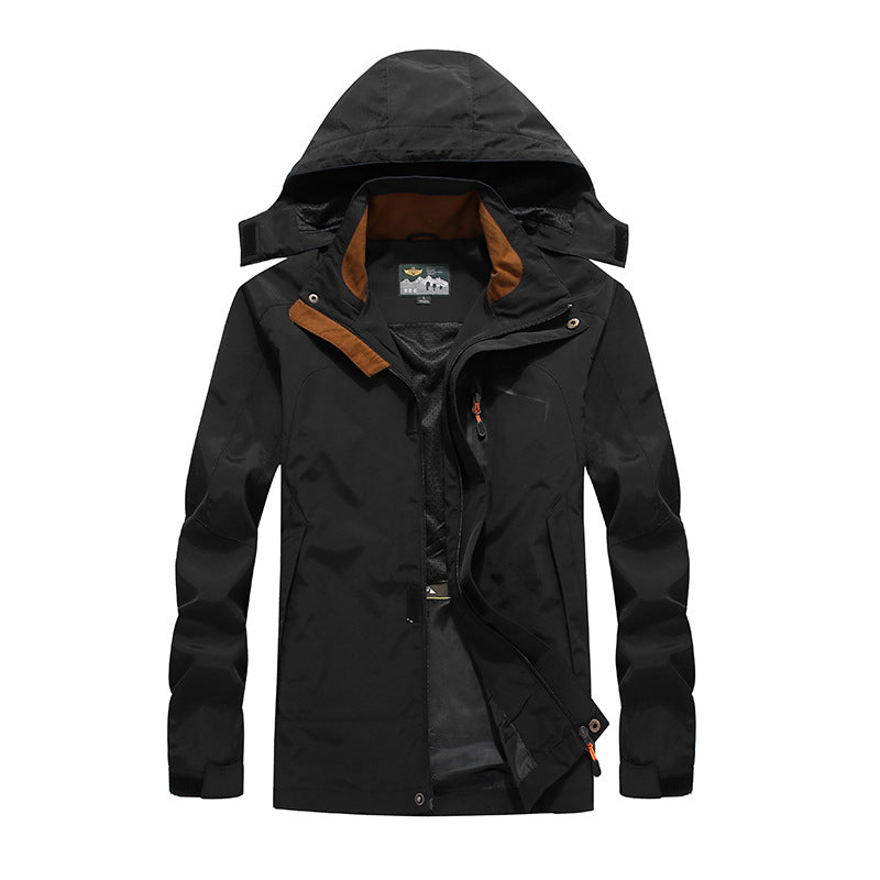 Herren wasserabweisende Outdoorjacke im technischen Parkastil mit abnehmbarer Kapuze Drune