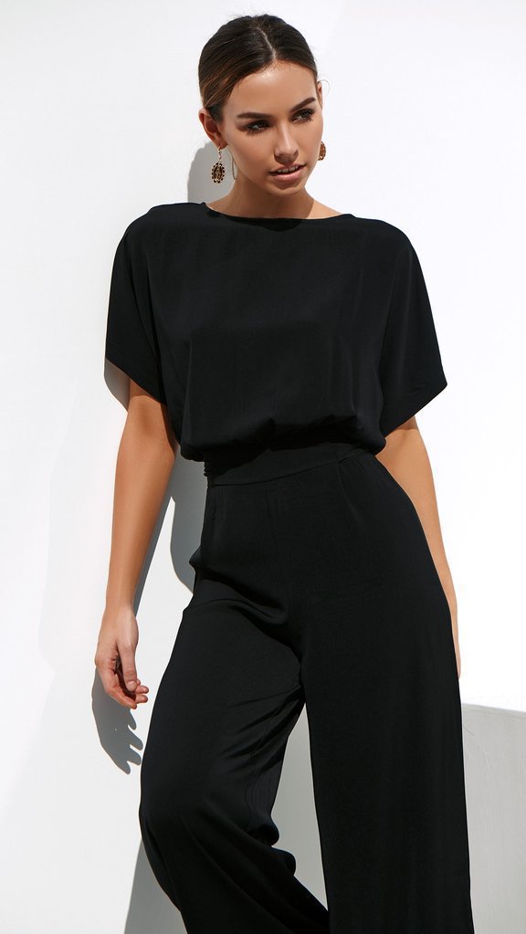 Damen Jumpsuit mit weitem Bein und elegantem Schnitt Drune