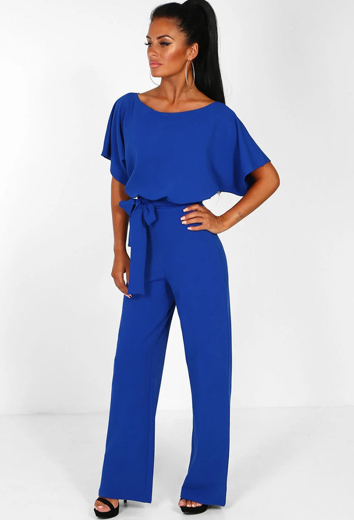 Damen eleganter weiter Beins Overall mit Bund Detail Drune