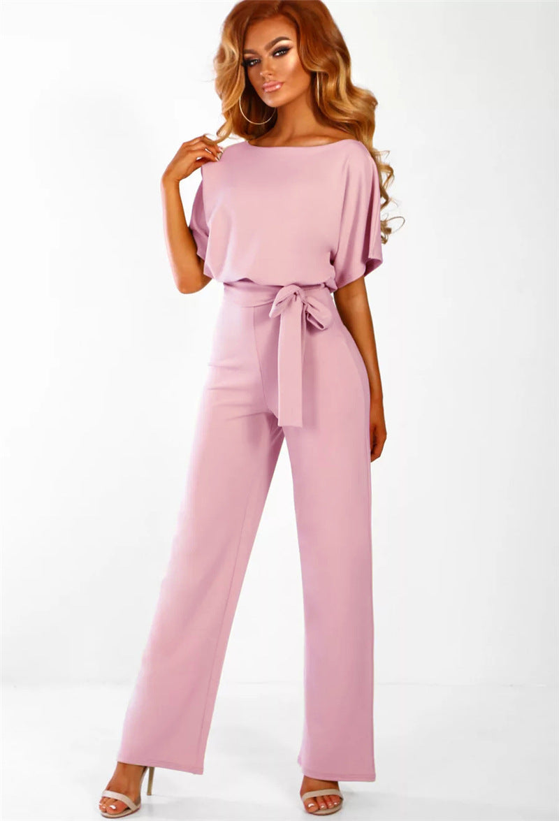 Damen eleganter weiter Beins Overall mit Bund Detail Drune