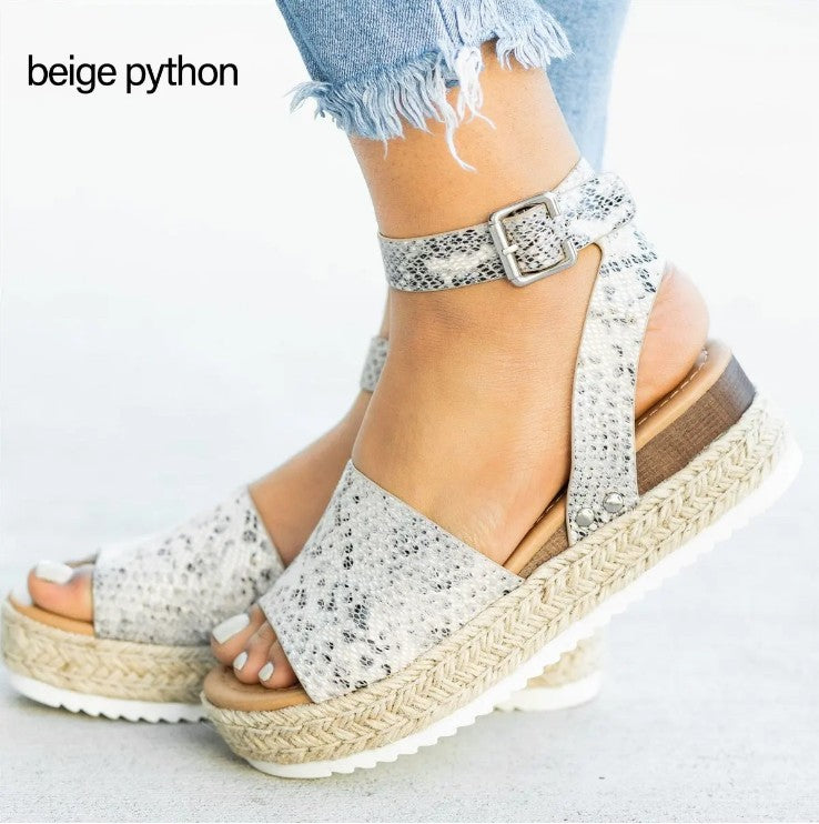 Damen Wedge-Sandalen mit verstellbarem Riemen und komfortablem Fußbett Drune