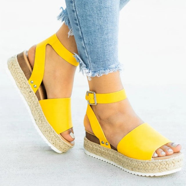 Damen Wedge-Sandalen mit verstellbarem Riemen und komfortablem Fußbett Drune