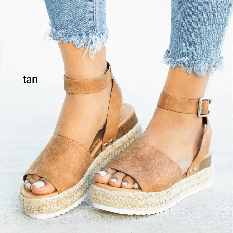 Damen Wedge-Sandalen mit verstellbarem Riemen und komfortablem Fußbett Drune