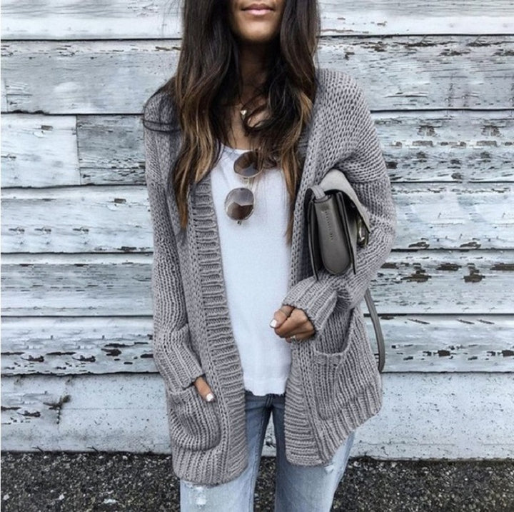 Damen Grobstrickjacke mit praktischen Taschen und lockerer Passform Drune