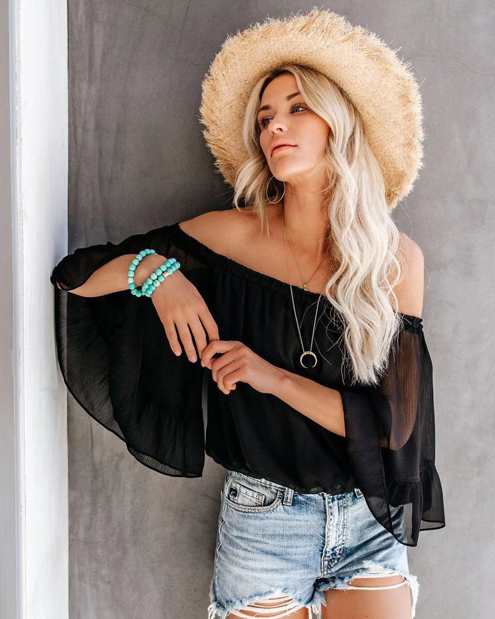 Damen Bluse mit weitem Ärmel und off-shoulder Design Drune