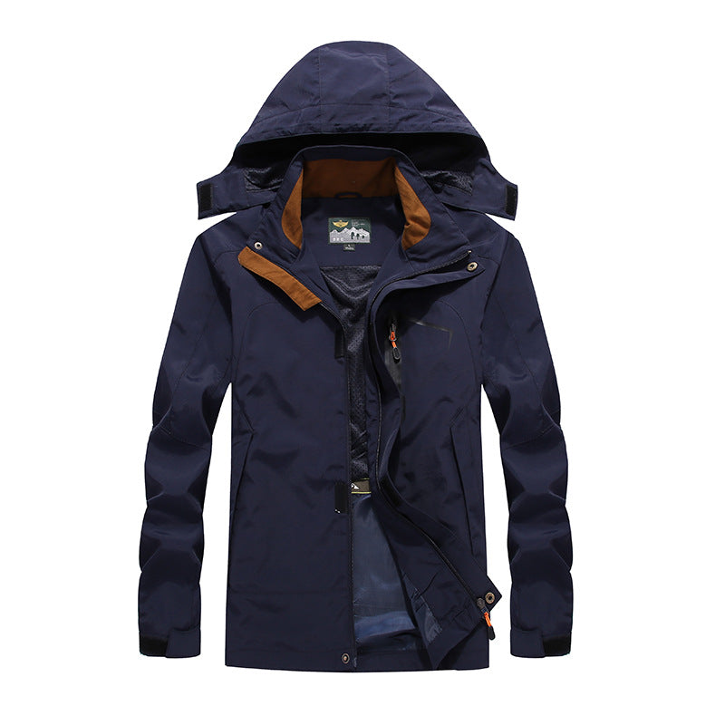 Herren wasserabweisende Outdoorjacke im technischen Parkastil mit abnehmbarer Kapuze Drune