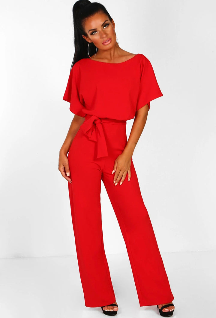 Damen eleganter weiter Beins Overall mit Bund Detail Drune