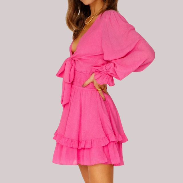 Drune | Wickelkleid mit Rüschen und Taillenban
