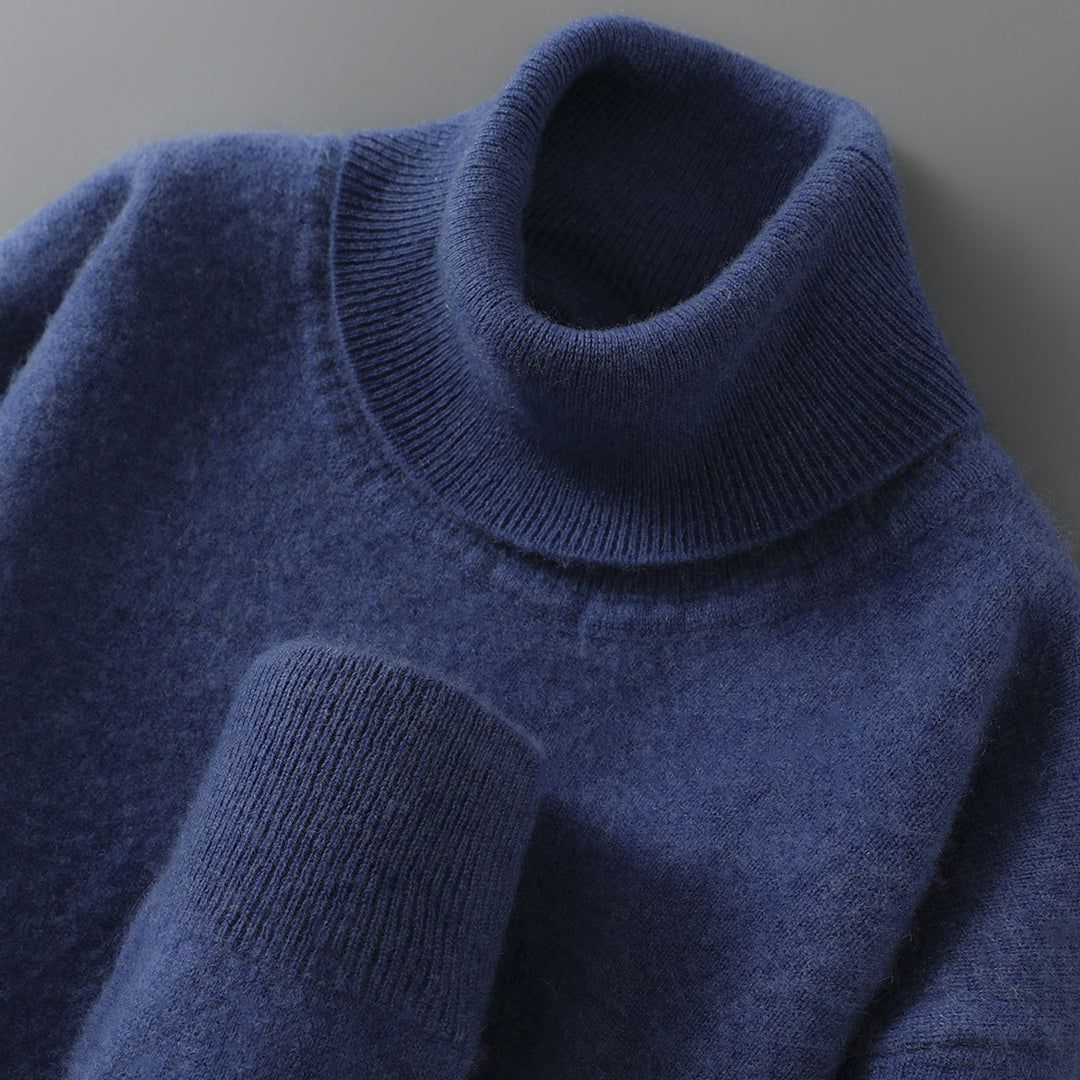 Herren-Wollpullover, 100% Wolle, Stehkragen, Business-Stil