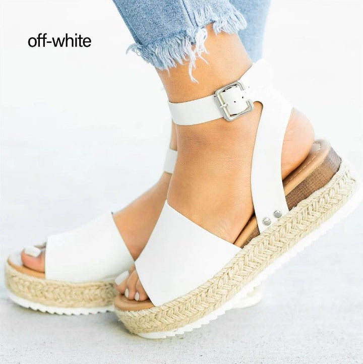 Damen Wedge-Sandalen mit verstellbarem Riemen und komfortablem Fußbett Drune