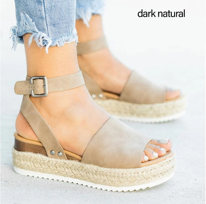 Damen Wedge-Sandalen mit verstellbarem Riemen und komfortablem Fußbett Drune