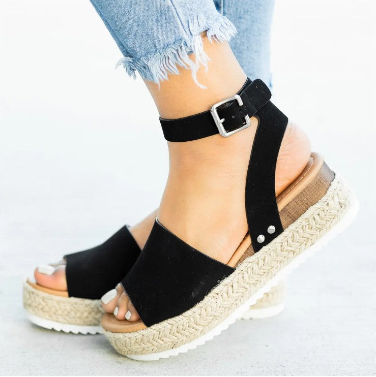 Damen Wedge-Sandalen mit verstellbarem Riemen und komfortablem Fußbett Drune