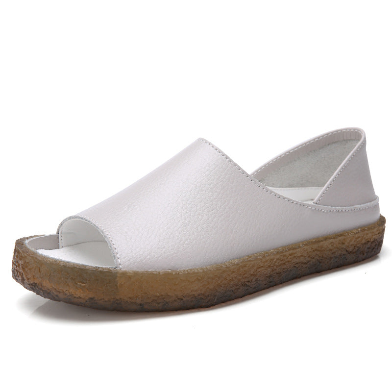 Damen nan perforierte Leder-Sandalette mit offenem Zehenbereich, anatomischem Komfortfußbett und stoßdämpfender Kautschuksohle Drune