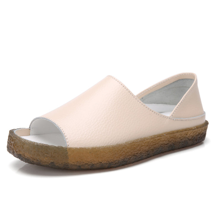 Damen nan perforierte Leder-Sandalette mit offenem Zehenbereich, anatomischem Komfortfußbett und stoßdämpfender Kautschuksohle Drune