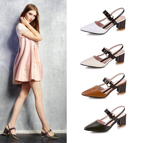 Damen Slingback Pumps mit elegantem Blockabsatz und modischem Riemendesign Drune