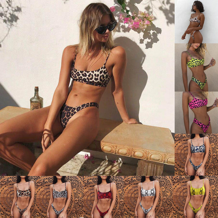 Damen Triangel-Bikini mit Schlangenleder-Muster Drune