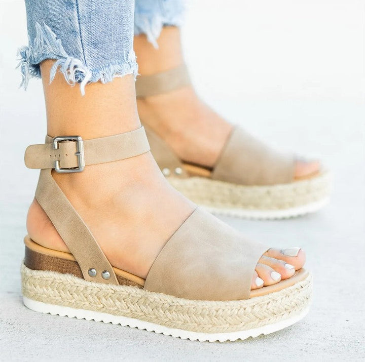 Damen Wedge-Sandalen mit verstellbarem Riemen und komfortablem Fußbett Drune