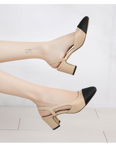 Damen Pumps mit elegantem Blockabsatz und kontrastierender Spitze Drune