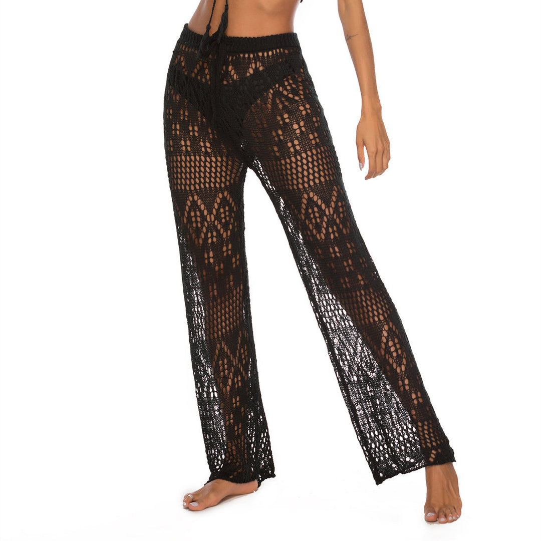 Damen Häkel-Strandhose mit weitem Schnitt und modernem Lochdesign Drune