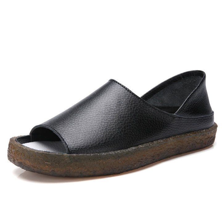 Damen nan perforierte Leder-Sandalette mit offenem Zehenbereich, anatomischem Komfortfußbett und stoßdämpfender Kautschuksohle Drune