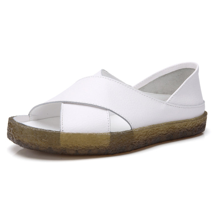 Damen nan perforierte Leder-Sandalette mit offenem Zehenbereich, anatomischem Komfortfußbett und stoßdämpfender Kautschuksohle Drune