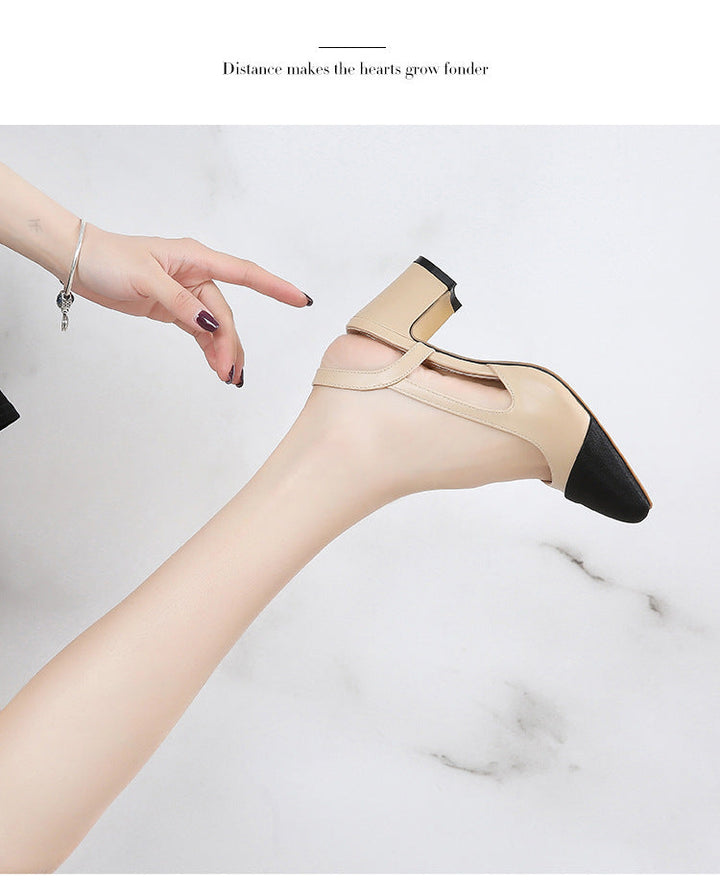 Damen Pumps mit elegantem Blockabsatz und kontrastierender Spitze Drune