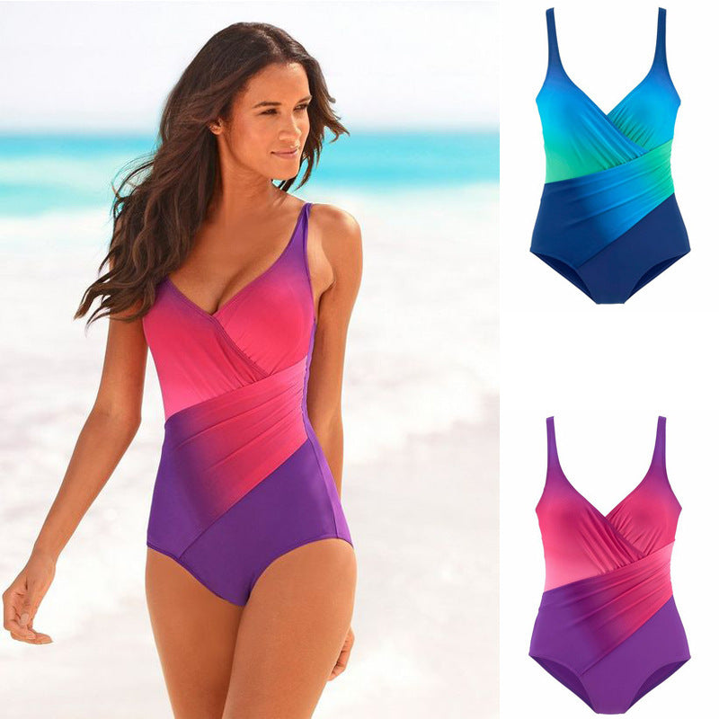 Damen Einteiliger Badeanzug mit elegantem Wickeldesign und femininem Schnitt Drune
