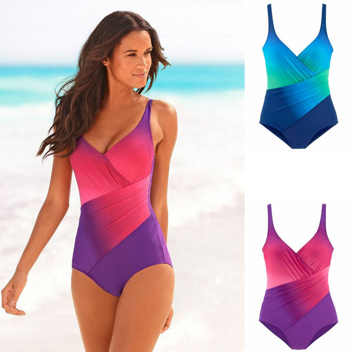 Damen Einteiliger Badeanzug mit elegantem Wickeldesign und femininem Schnitt Drune
