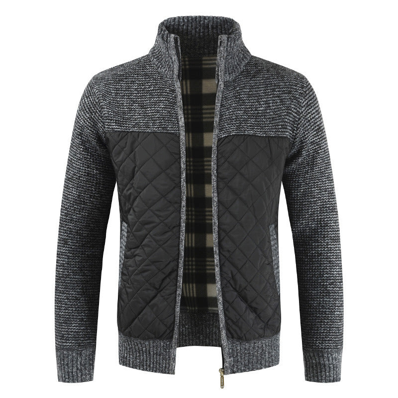 Herren nan gesteppter Strickcardigan mit Stehkragen, Thermofutter und Reißverschluss Drune
