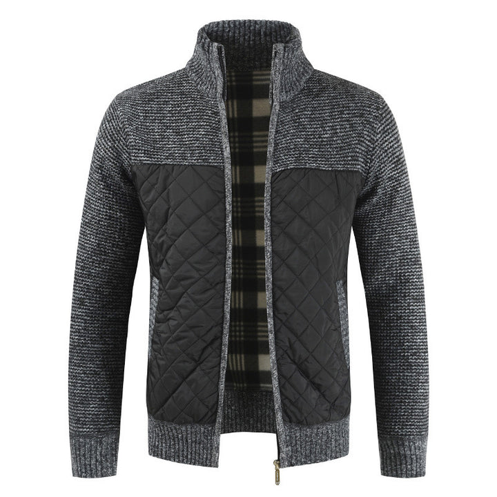 Herren nan gesteppter Strickcardigan mit Stehkragen, Thermofutter und Reißverschluss Drune