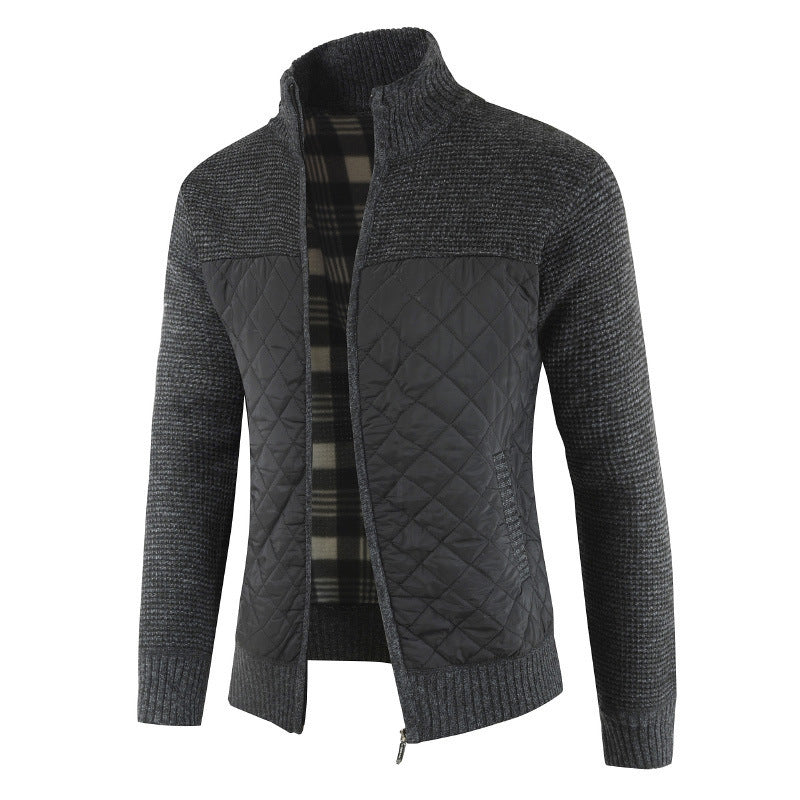 Herren nan gesteppter Strickcardigan mit Stehkragen, Thermofutter und Reißverschluss Drune
