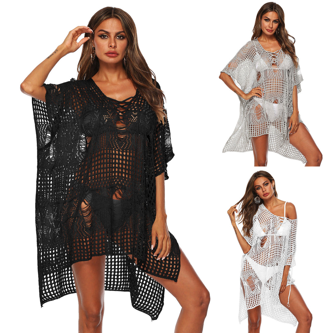 Damen Strandponcho aus leichtem Häkelmaterial Drune