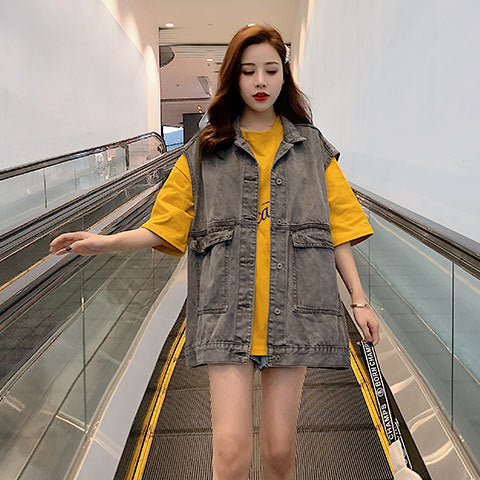 Damen Oversized Denim Weste Drune