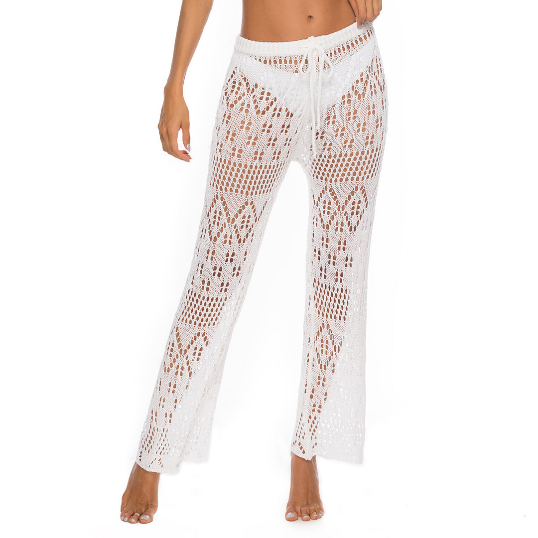 Damen Häkel-Strandhose mit weitem Schnitt und modernem Lochdesign Drune