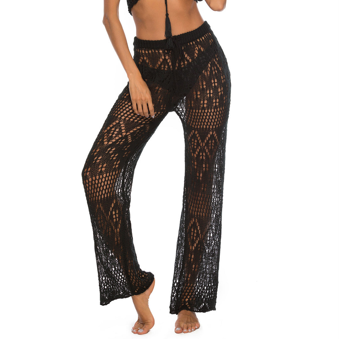 Damen Häkel-Strandhose mit weitem Schnitt und modernem Lochdesign Drune