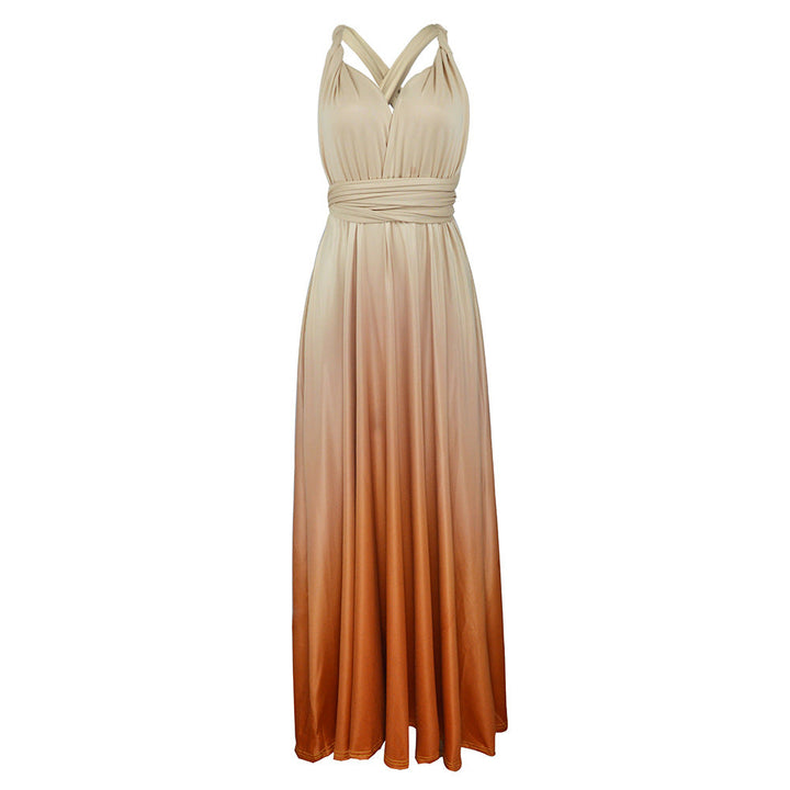 Damen Maxikleid mit fließendem Wasserfall-Ausschnitt und Ombre-Design Drune