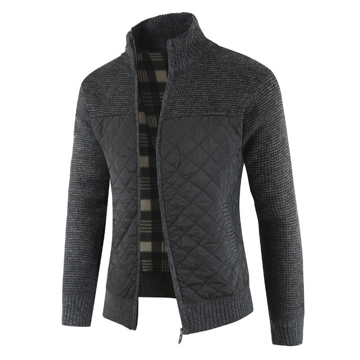 Herren nan gesteppter Strickcardigan mit Stehkragen, Thermofutter und Reißverschluss Drune