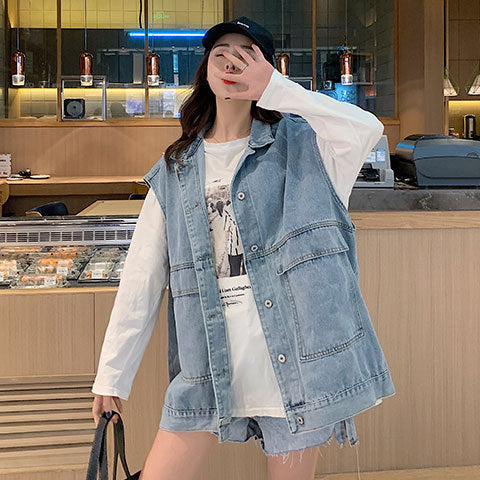 Damen Oversized Denim Weste Drune