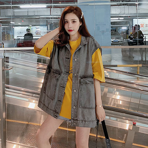 Damen Oversized Denim Weste Drune