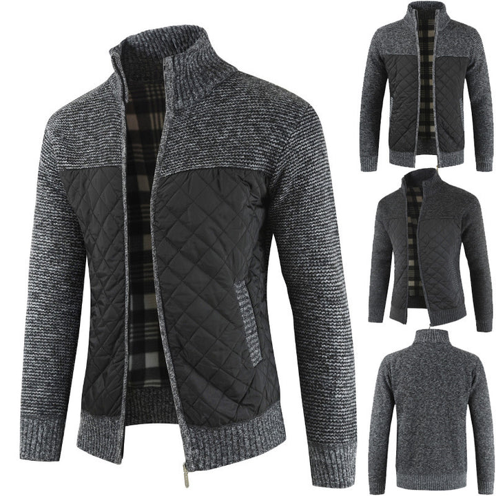 Herren nan gesteppter Strickcardigan mit Stehkragen, Thermofutter und Reißverschluss Drune