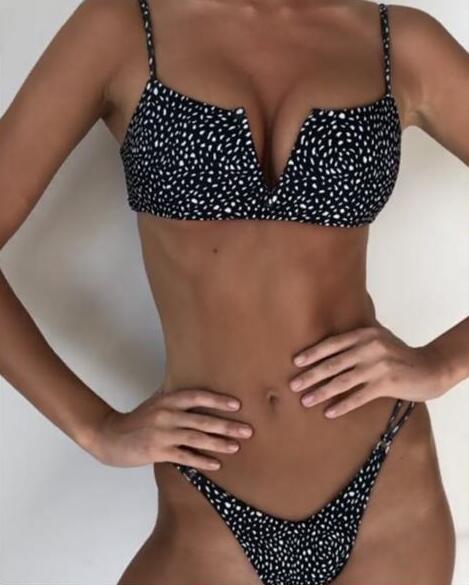 Damen Hoch geschnittener Bikini mit raffiniertem Rippendesign Drune