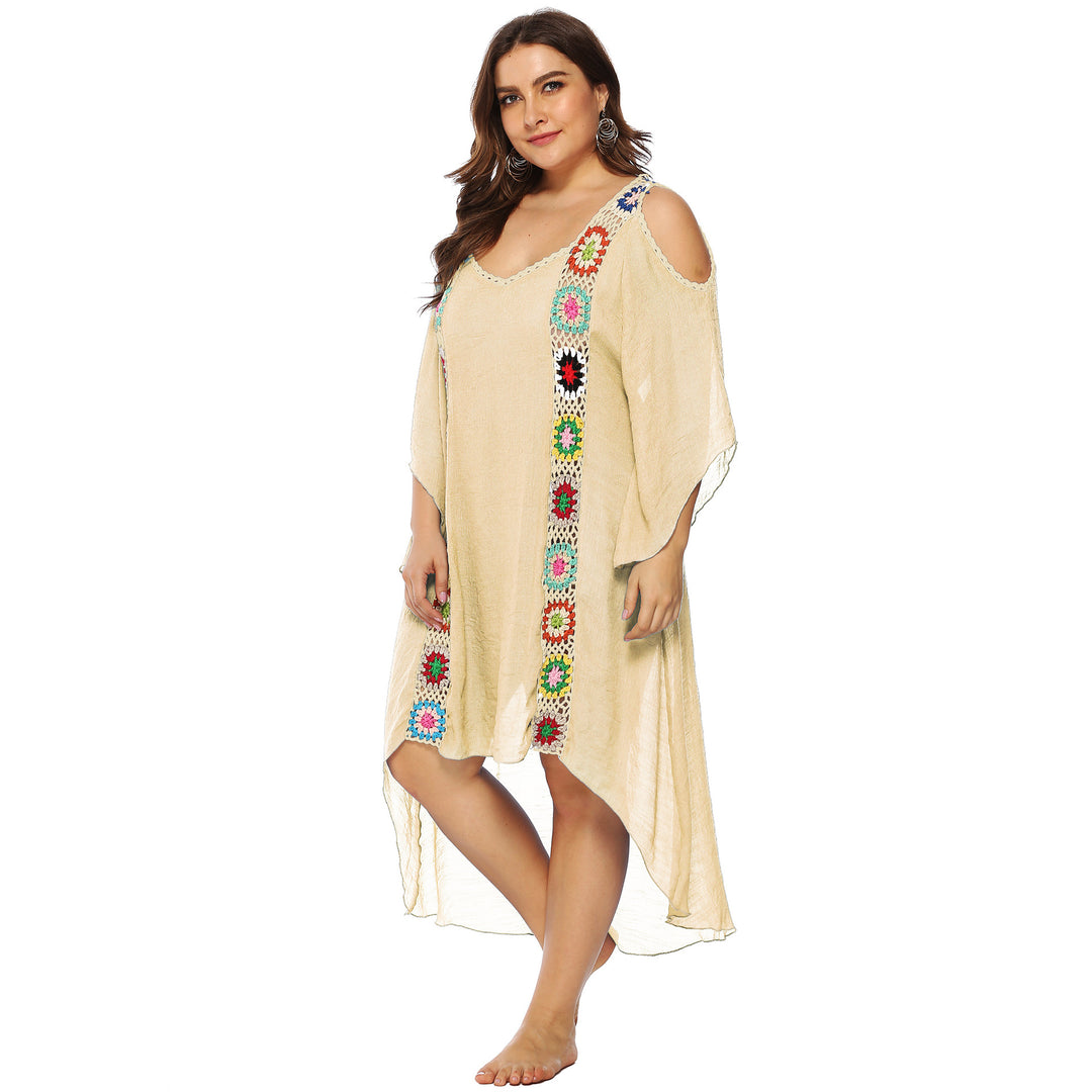 Damen mit floralem Stickdesign Strandüberwurf Drune