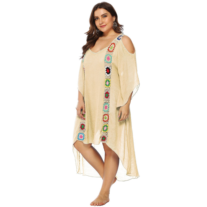 Damen mit floralem Stickdesign Strandüberwurf Drune