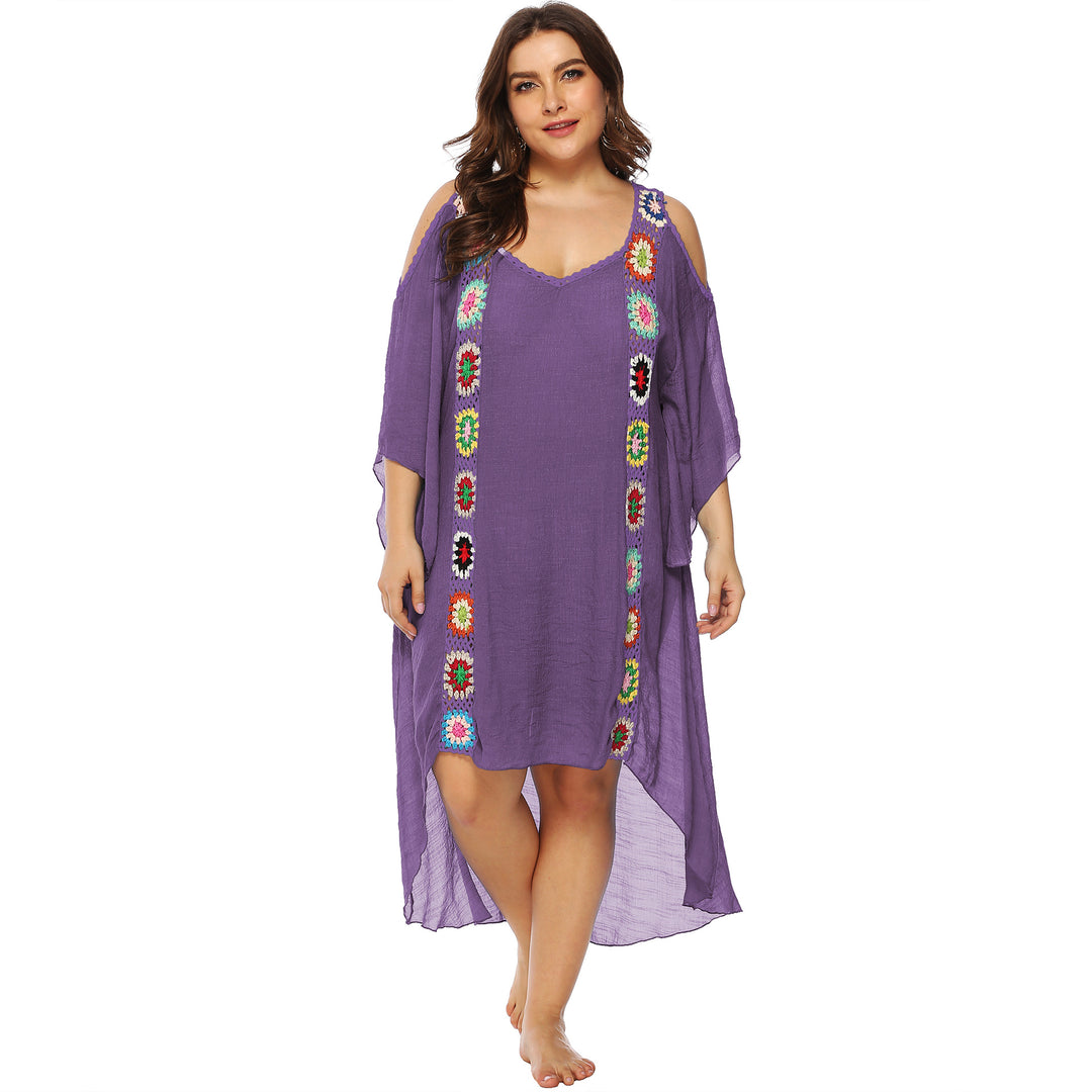 Damen mit floralem Stickdesign Strandüberwurf Drune